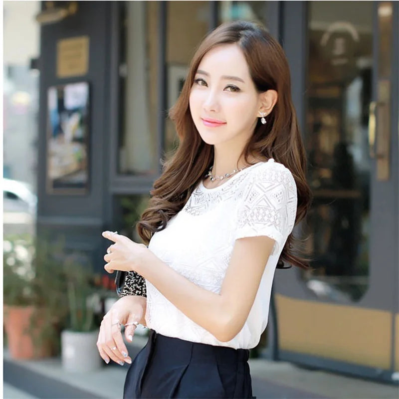Women’s Lace Crochet Chiffon Blouse