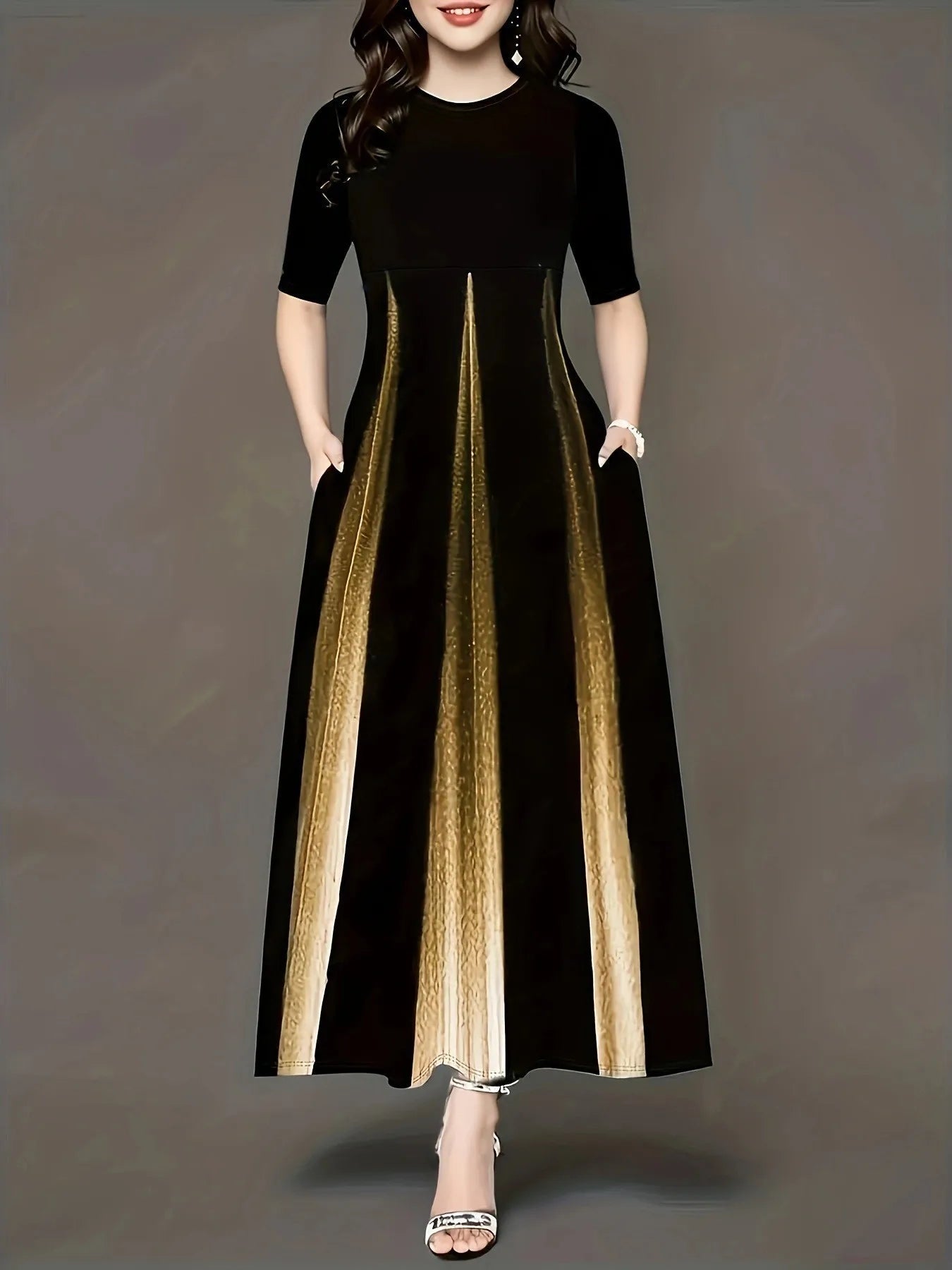 Plus Size Gradient Print Long Dress for Women