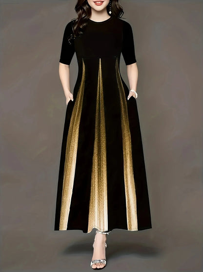 Plus Size Gradient Print Long Dress for Women