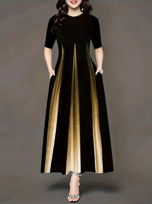 Plus Size Gradient Print Long Dress for Women