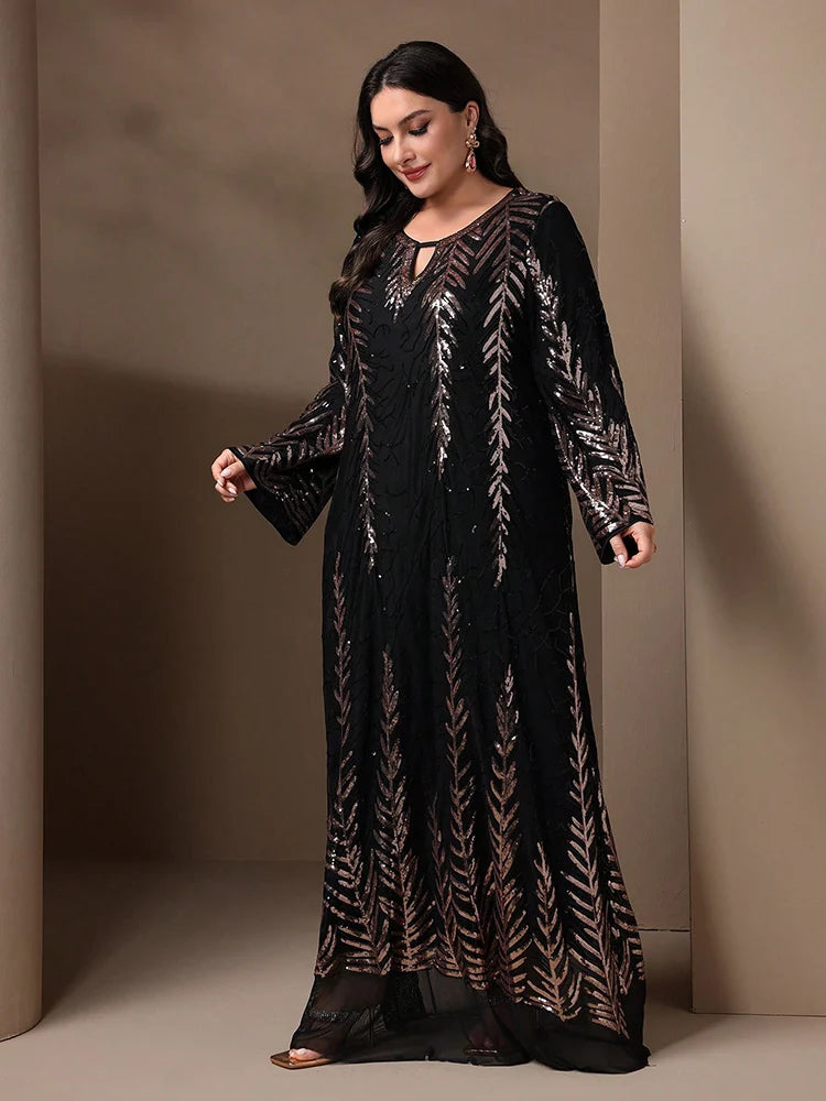GIGI MABEL Plus Size Sparkly Sequin Abaya Dress