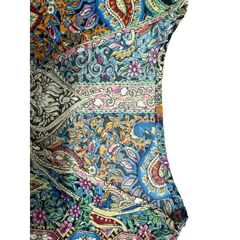 Plus Size Bohemian Print V-Neck Casual Blouse