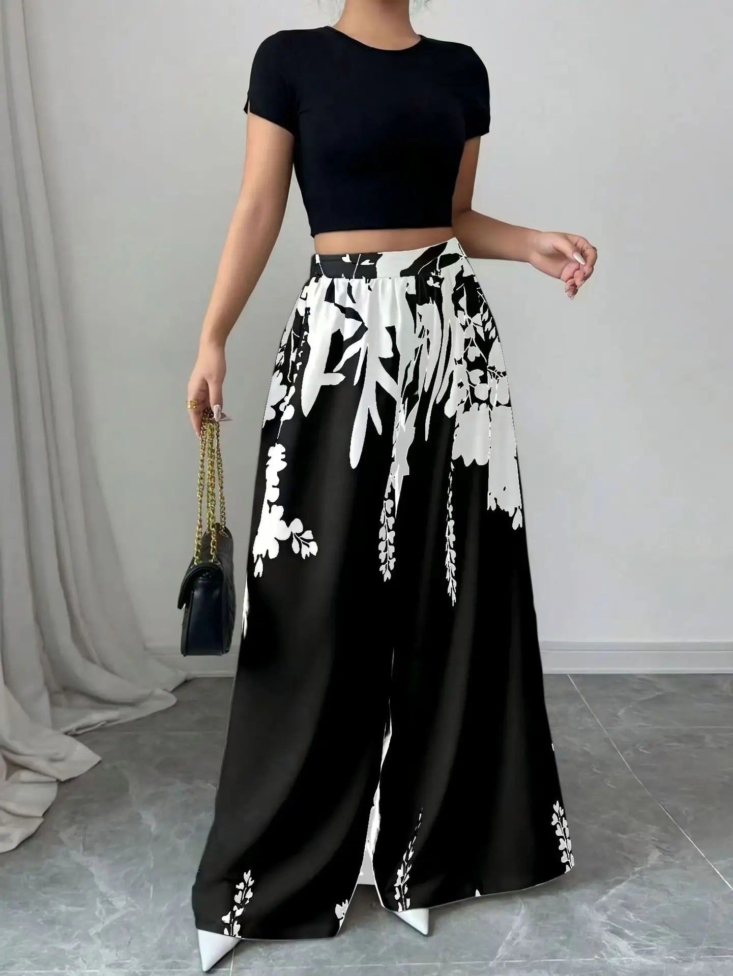 Women’s Tropical Print Wide Leg Pants