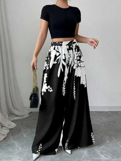 Women’s Tropical Print Wide Leg Pants