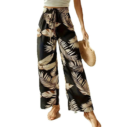 Women’s Bohemian Leaf Print Wide Leg Pants