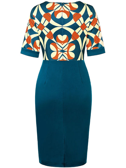 Women’s Geometric Print Pencil Sheath Dress