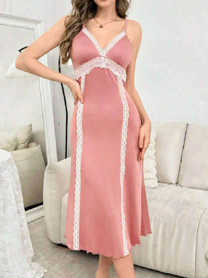 Women’s Lace Patchwork Spaghetti Strap Nightdress