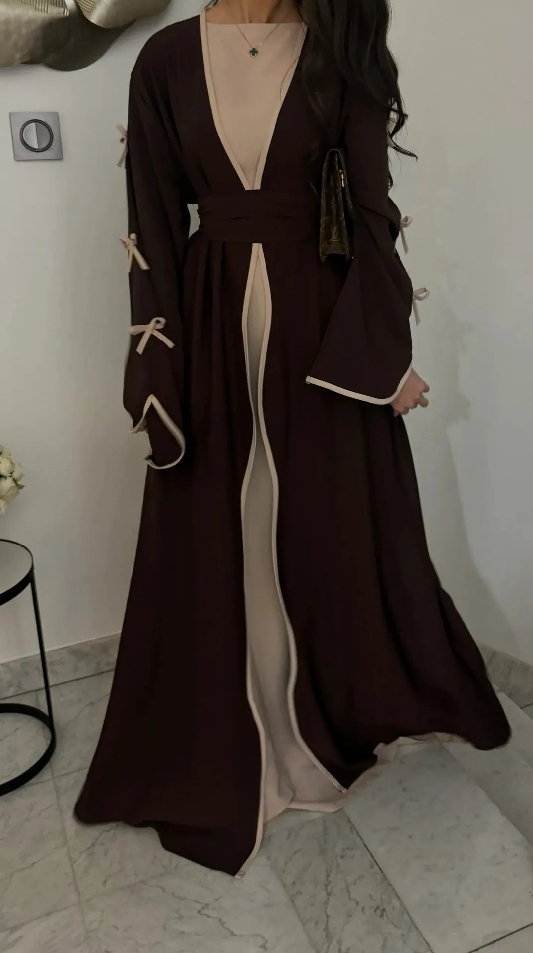 Eid Bow Sleeve Kimono Abaya Dress for Women