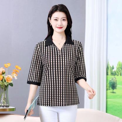 Plus Size Geometric Texture Casual Blouse
