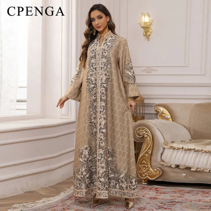 Luxury Dubai Bedazzled Abaya Kaftan Dress for Women