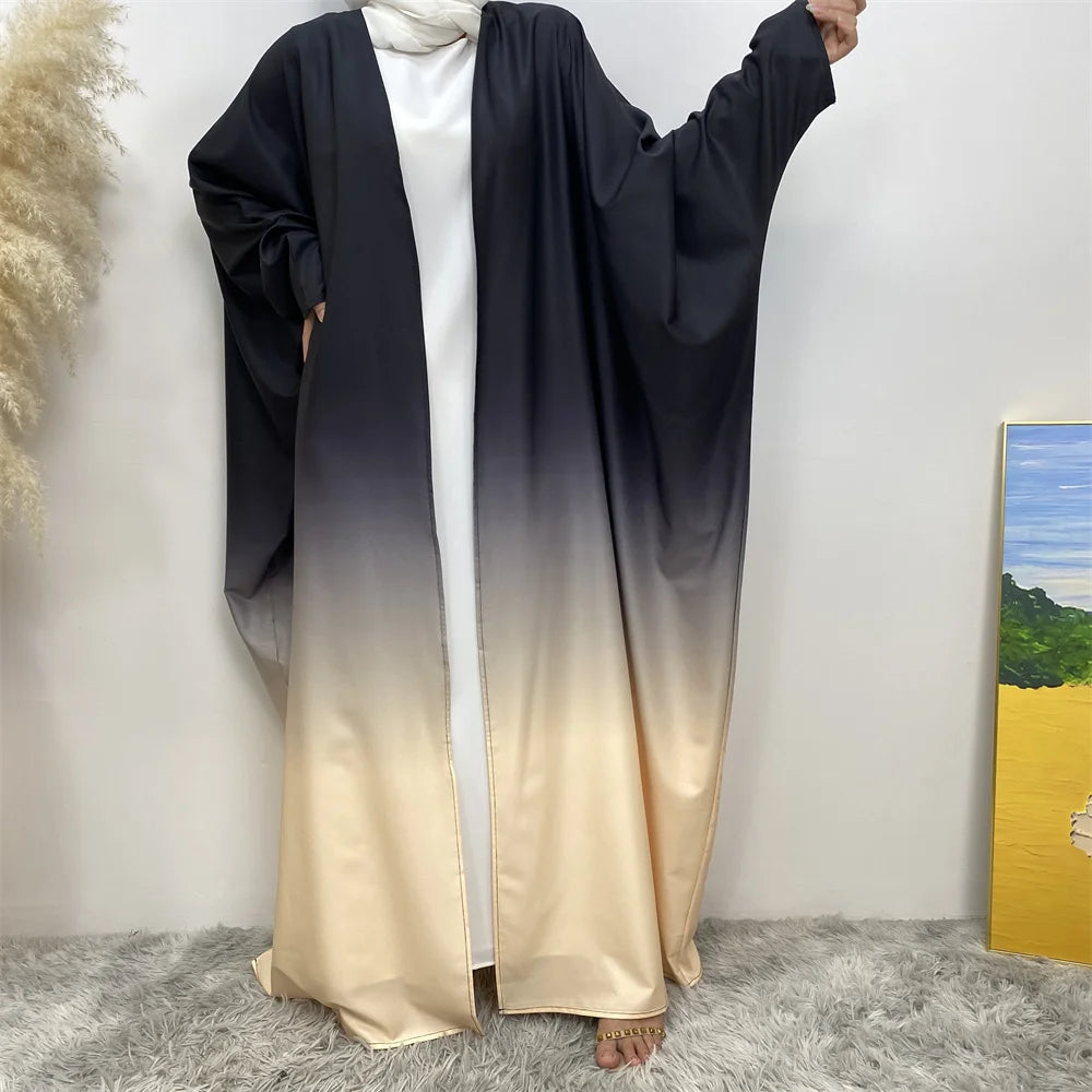 Middle Eastern Gradient Cardigan Abaya Dress for Women