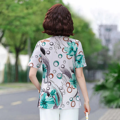 Women’s Printed O-Neck Casual Blouse
