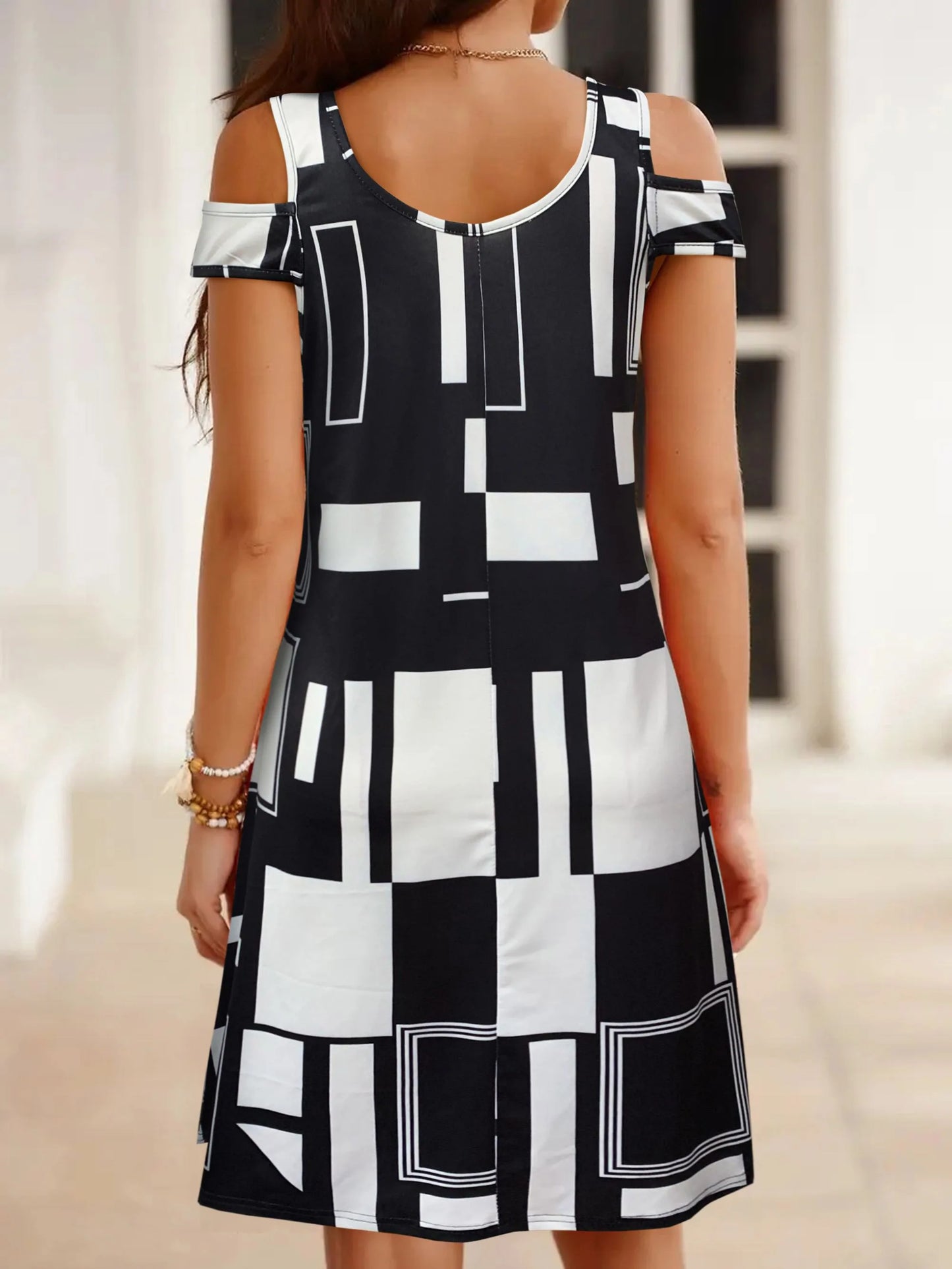 Women’s Off-Shoulder Geometric Summer Mini Dress