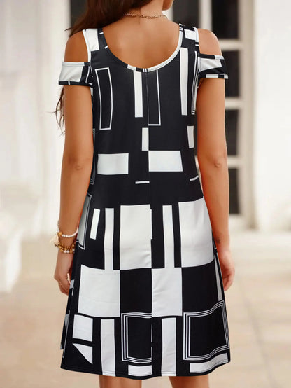 Women’s Off-Shoulder Geometric Summer Mini Dress