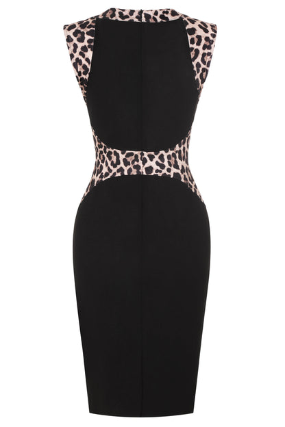 Women’s Leopard Patchwork Sleeveless Bodycon Dress