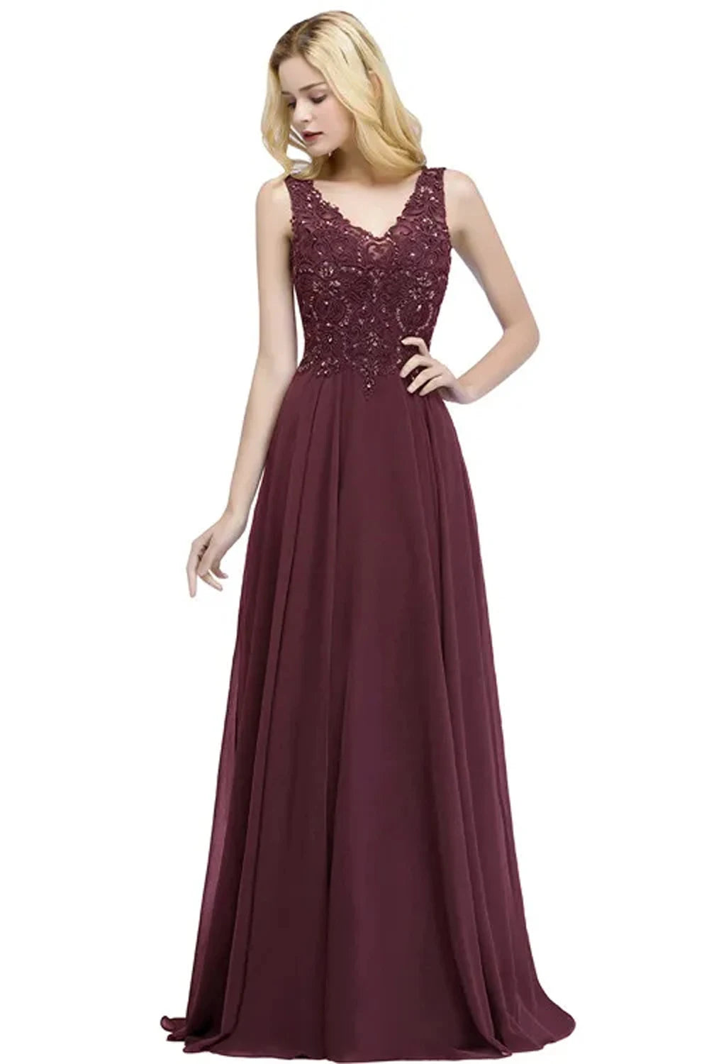 Elegant Navy Blue Chiffon Beaded Evening Gown for Women