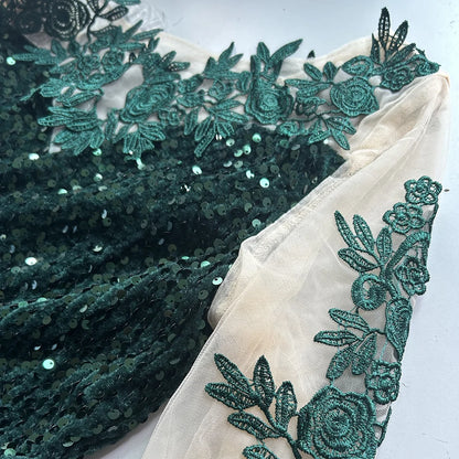 Romagic Floral Sequin Backless Evening Gown for Women