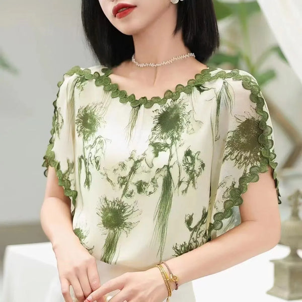 Plus Size Printed Slim Fit Summer Top