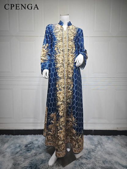 Luxury Dubai Bedazzled Abaya Kaftan Dress for Women
