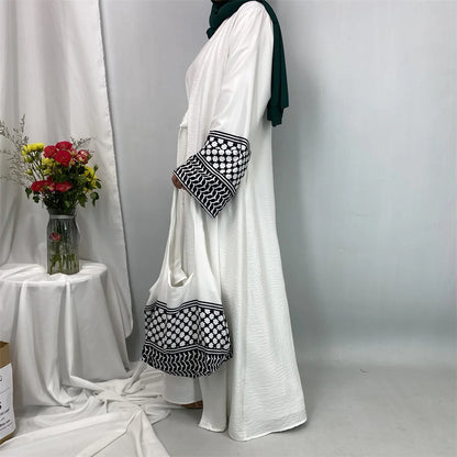 Dubai Elegant Open Abaya Kaftan Dress with Bag for Women