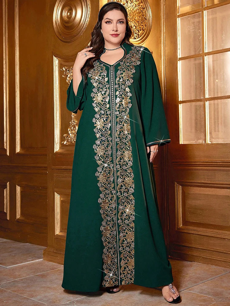 TOLEEN Plus Size Sequin Embroidered Evening Dress