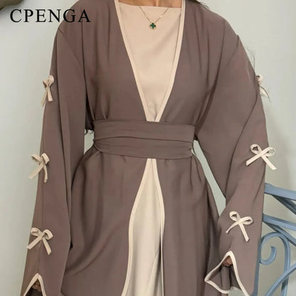 Eid Bow Sleeve Kimono Abaya Dress for Women