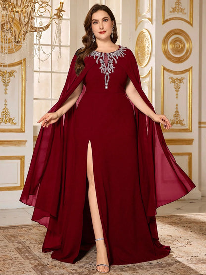 UNITHORSE Plus Size Chiffon Evening Dress