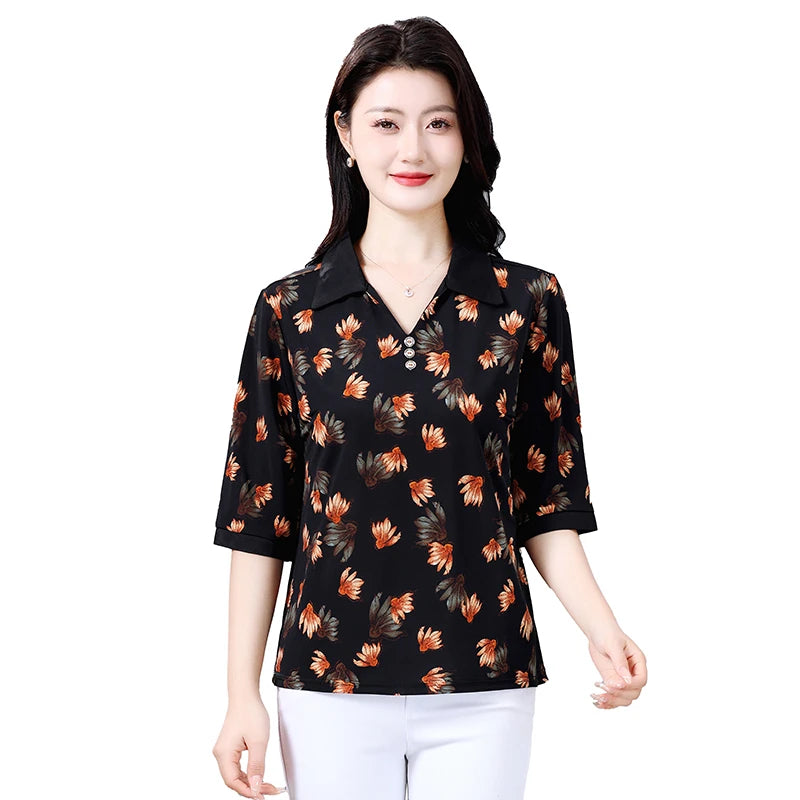 Plus Size Geometric Texture Casual Blouse