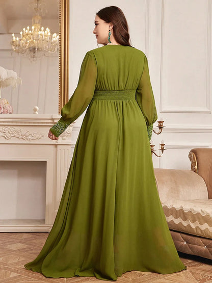 TOLEEN Plus Size Embroidery Patchwork Evening Maxi Dress