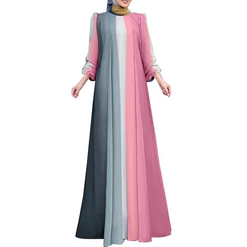 ZANZEA Modest Hijabs Women Long Dresses Muslim Fashion O-Neck Long Sleeve Ombre Dress Abaya Robes Woman Loose Maxi Dress 3XL