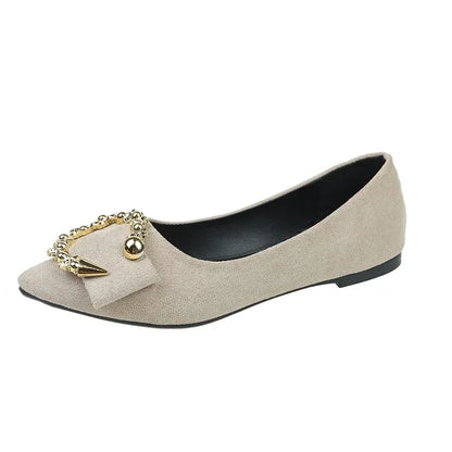 Women's Pointed Toe Metal Accent Casual Flats