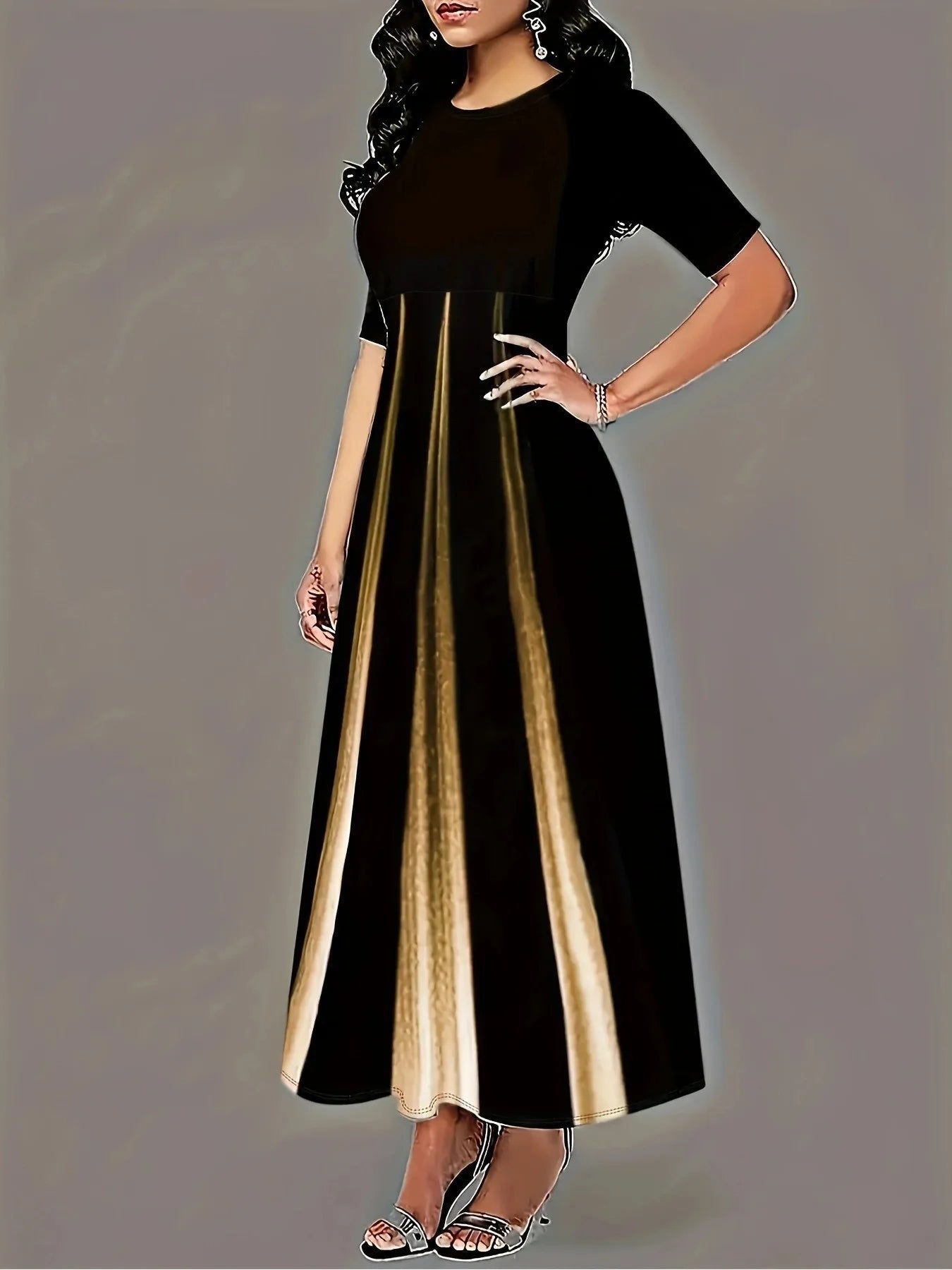 Plus Size Gradient Print Long Dress for Women