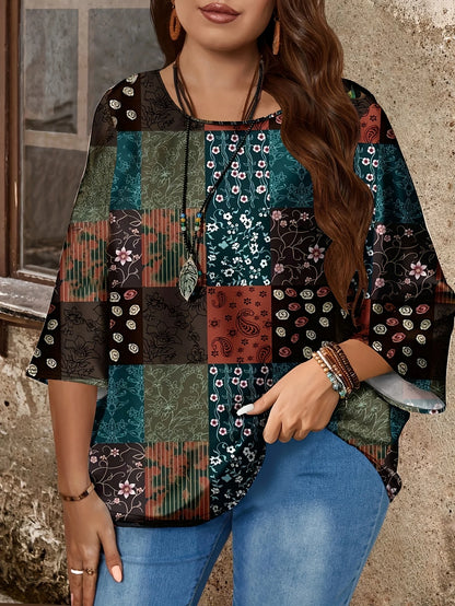 Women’s Retro Print Loose Shirt Dress