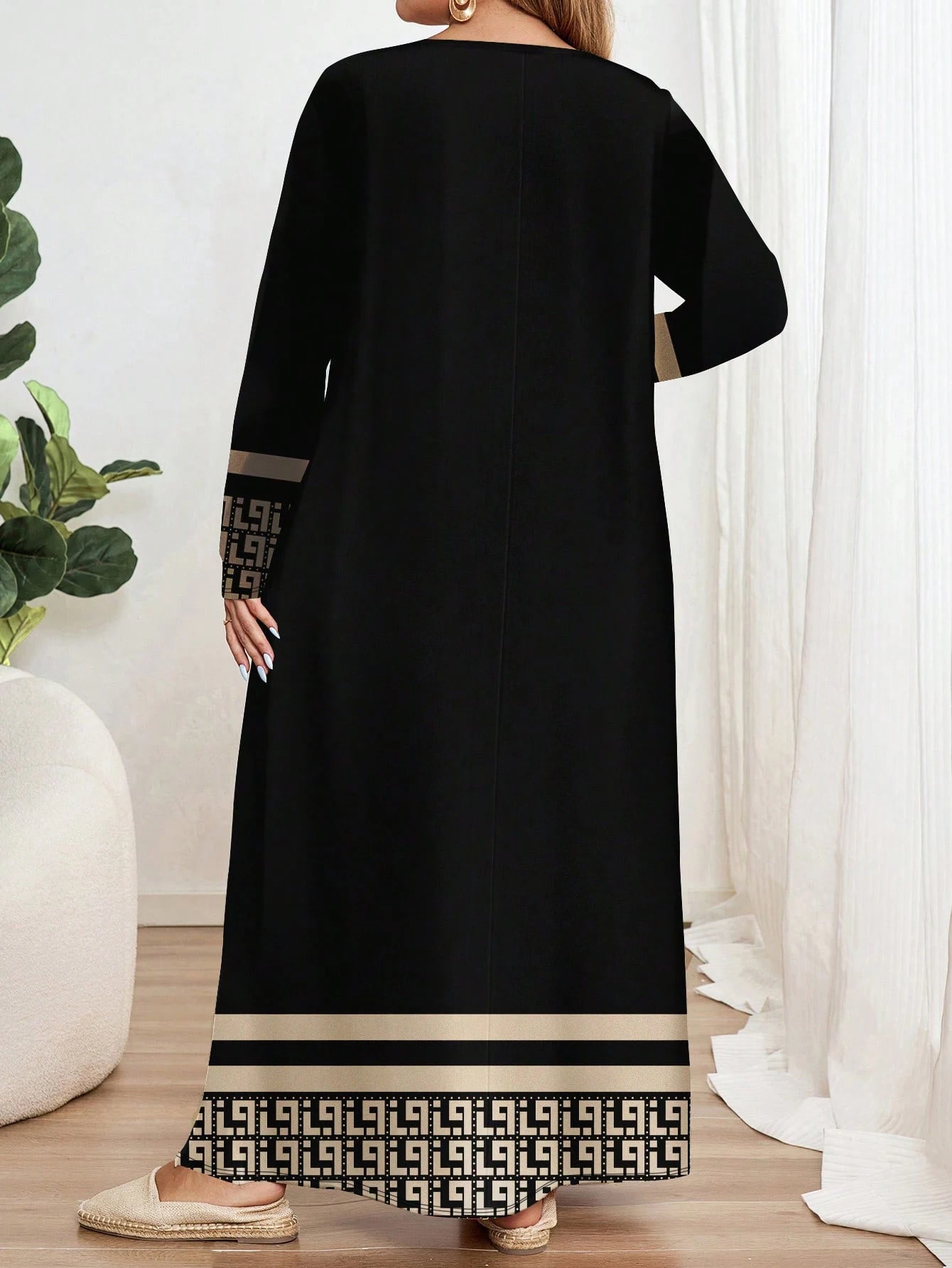 Plus Size Ethnic Geometric Print Dress