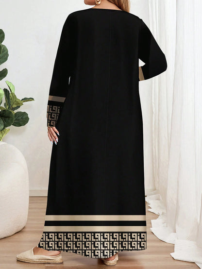 Plus Size Ethnic Geometric Print Dress