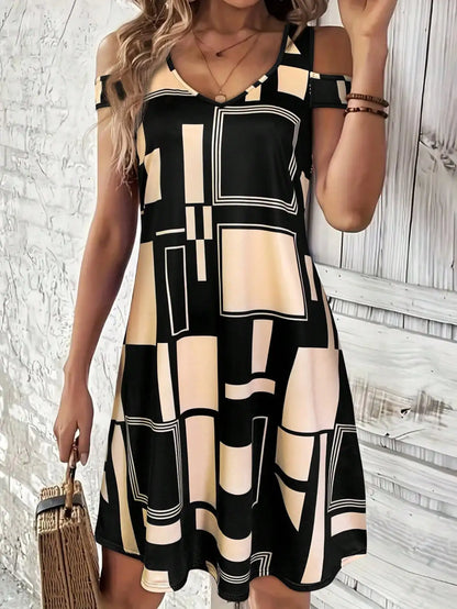 Women’s Off-Shoulder Geometric Summer Mini Dress