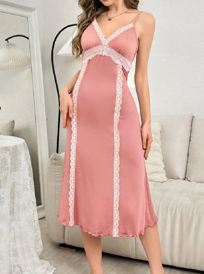 Women’s Lace Patchwork Spaghetti Strap Nightdress