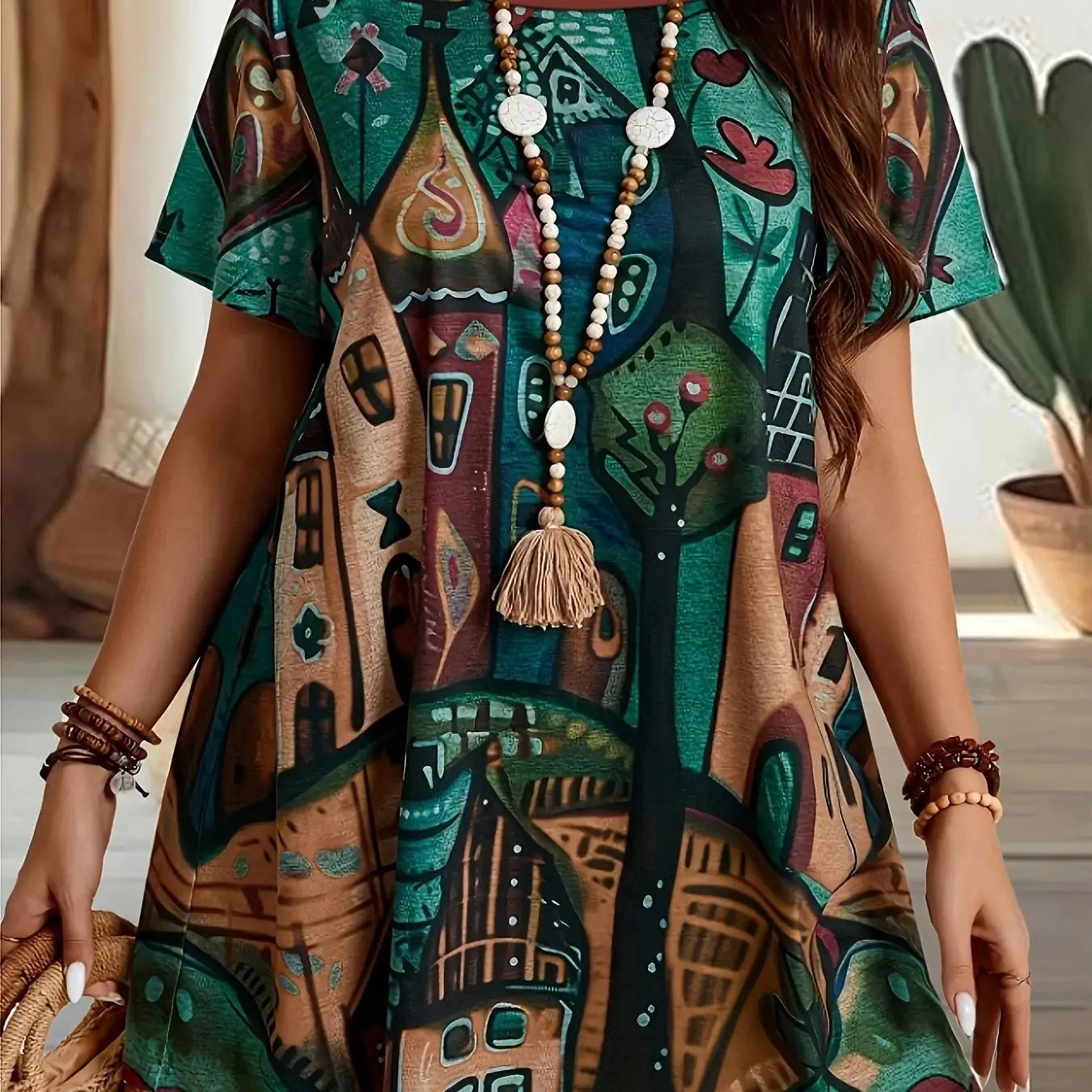 Plus Size Country Castle Print T-Shirt