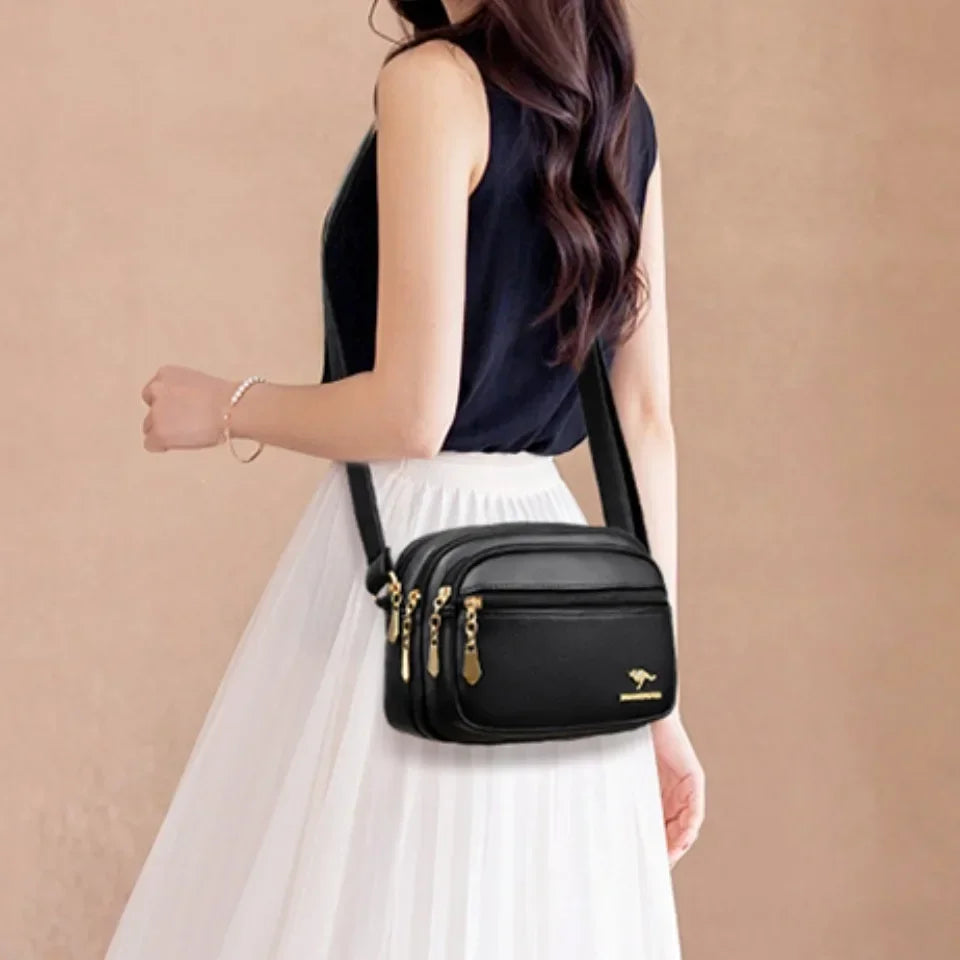 High Quality Soft Leather Multi-Pocket Shoulder Bag
