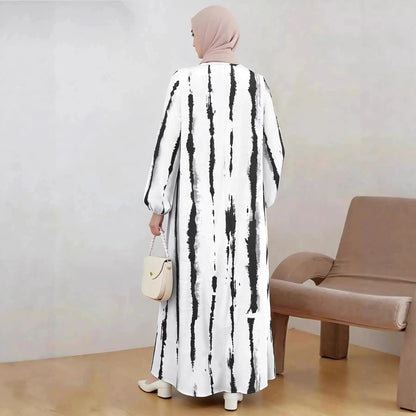 Muslim Cotton Batwing Sleeve Loose Abaya Dress for Women