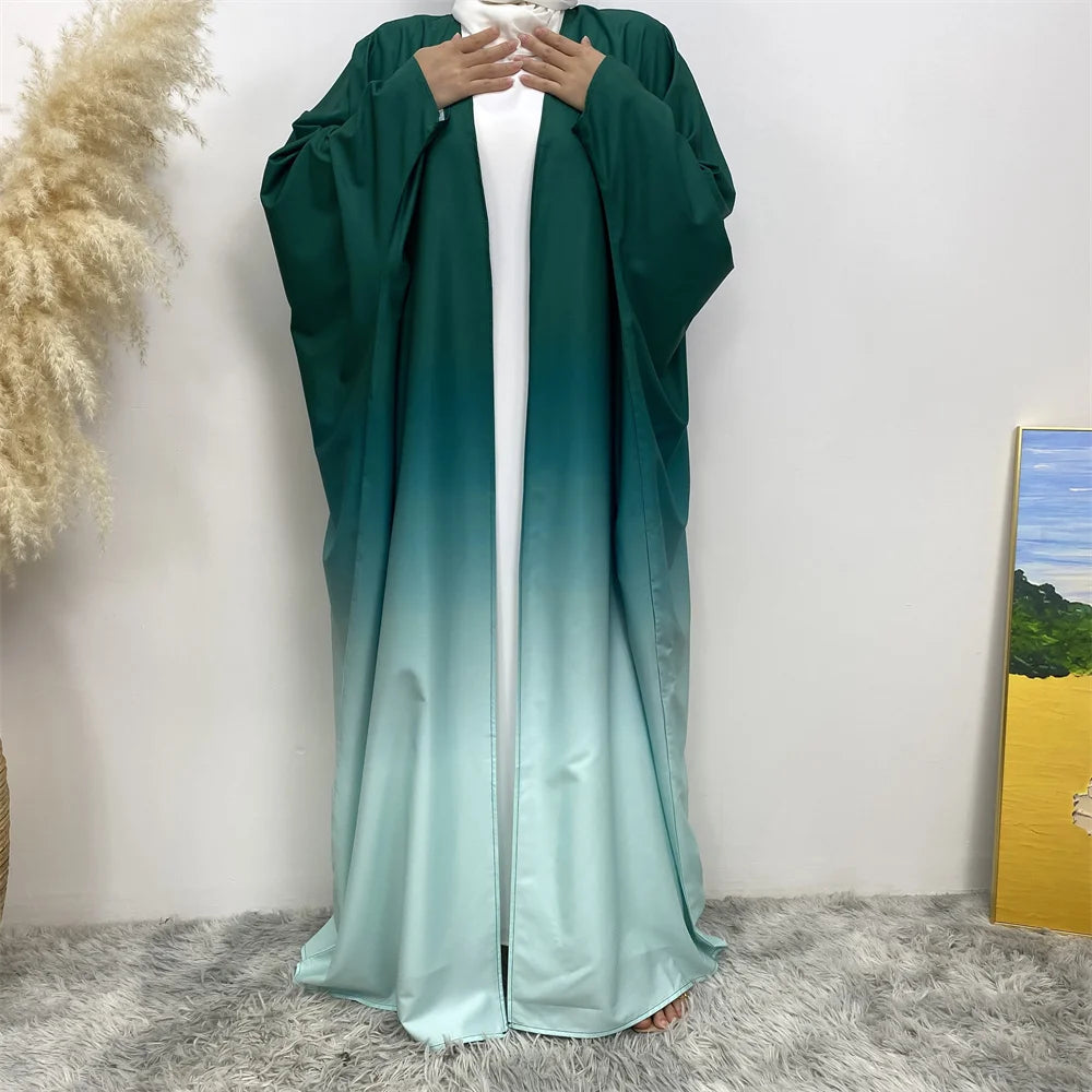 Middle Eastern Gradient Cardigan Abaya Dress for Women