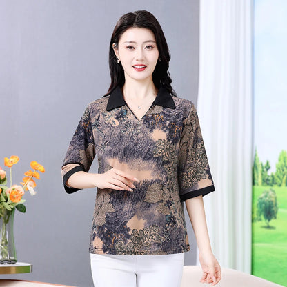 Plus Size Geometric Texture Casual Blouse