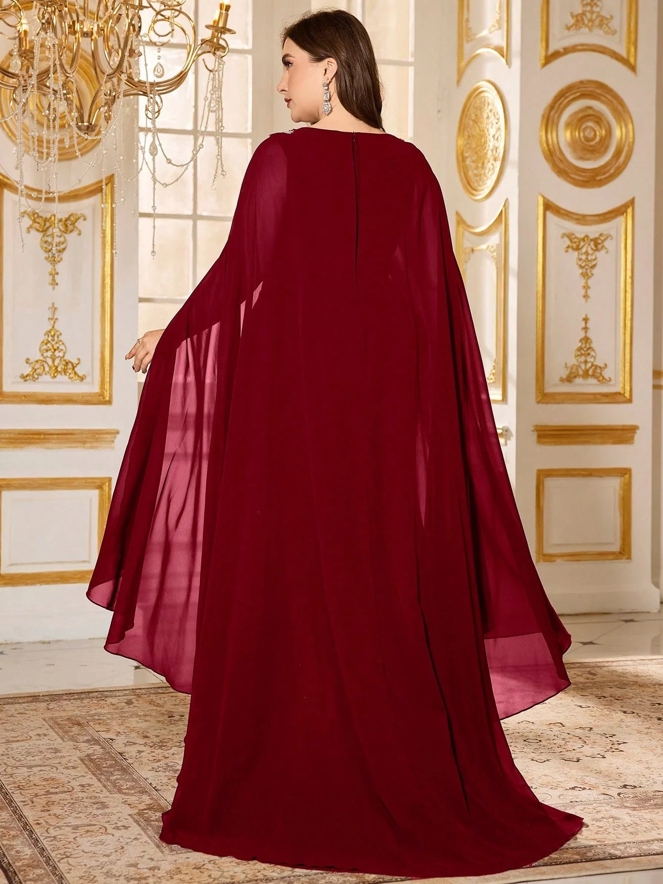 UNITHORSE Plus Size Chiffon Evening Dress