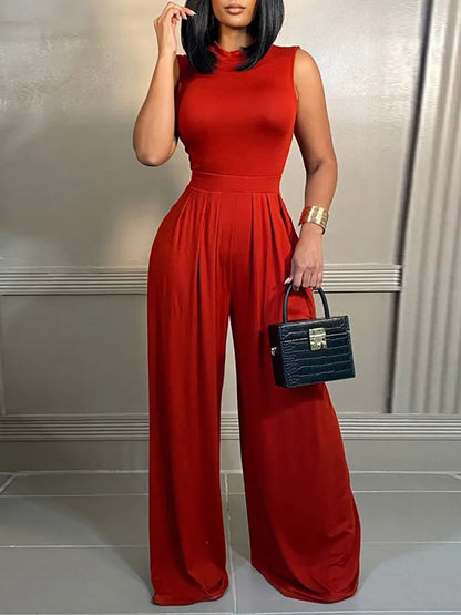Women’s Printed Sleeveless Wide Leg Jumpsuit