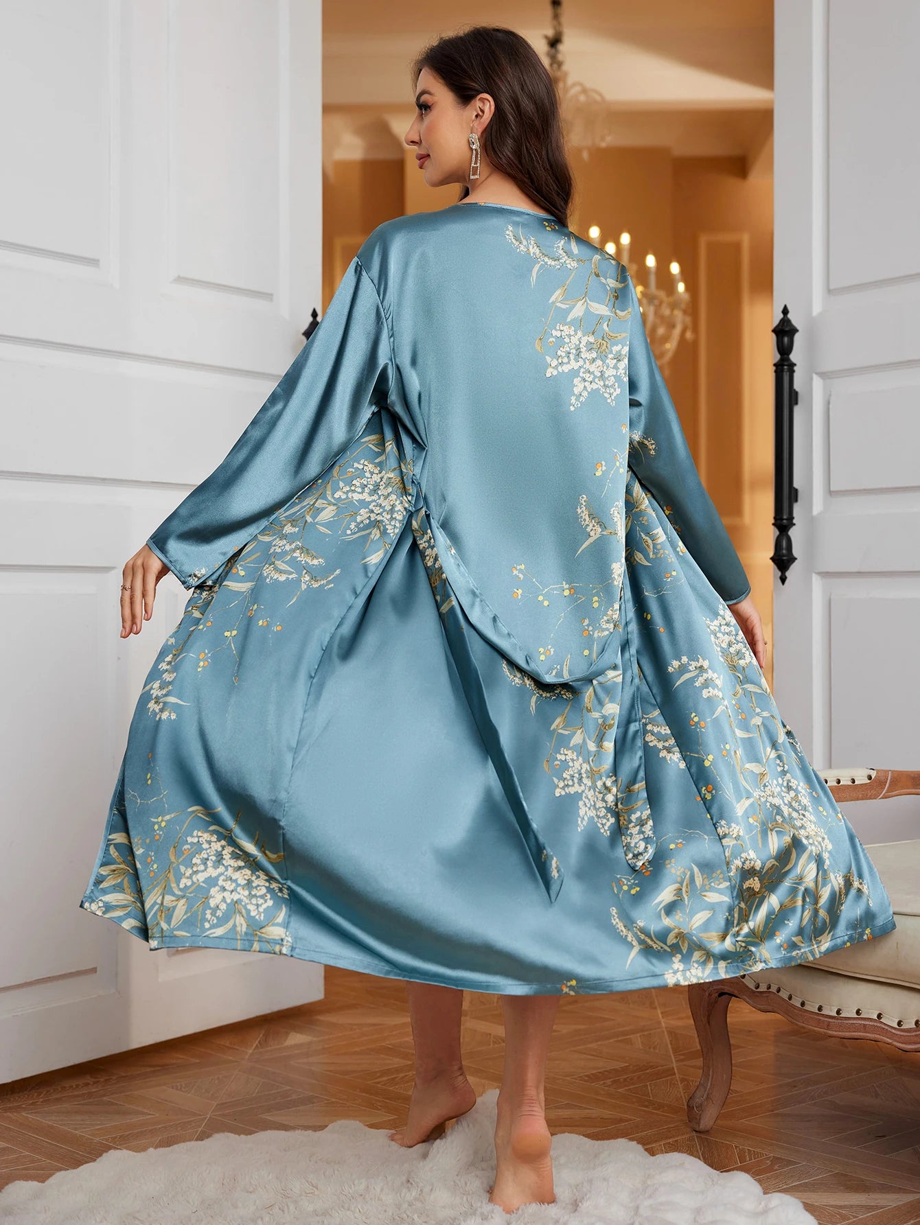 Women’s Printed Robe & Nightdress 2-Piece Set