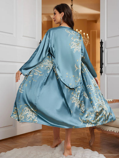 Women’s Printed Robe & Nightdress 2-Piece Set