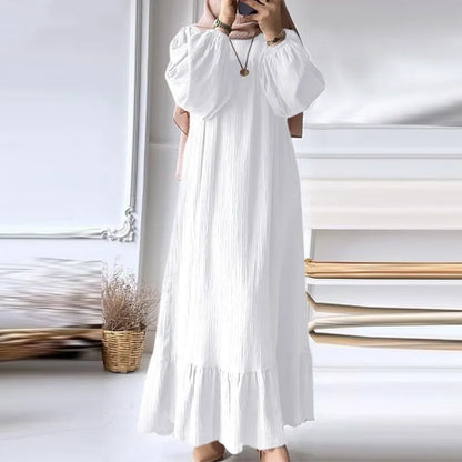 Women's Retro Long Sleeve Ruffle Hem Maxi Dress