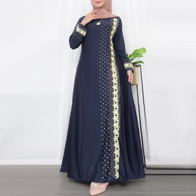 ZANZEA Floral Print Long Sleeve Abaya Maxi Dress for Women
