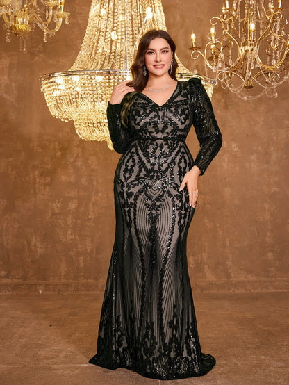 UNITHORSE Plus Size Sequin Mermaid Evening Gown