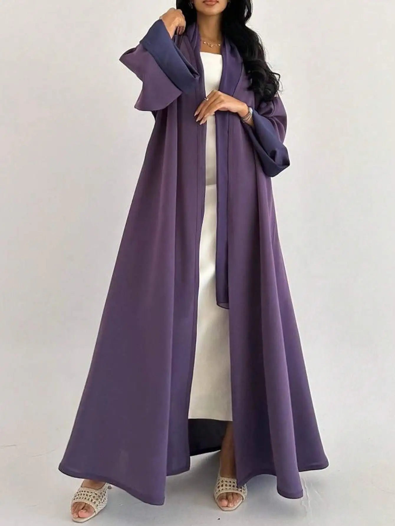Middle Eastern Reversible Full Sleeve Abaya Maxi Dress for Women
